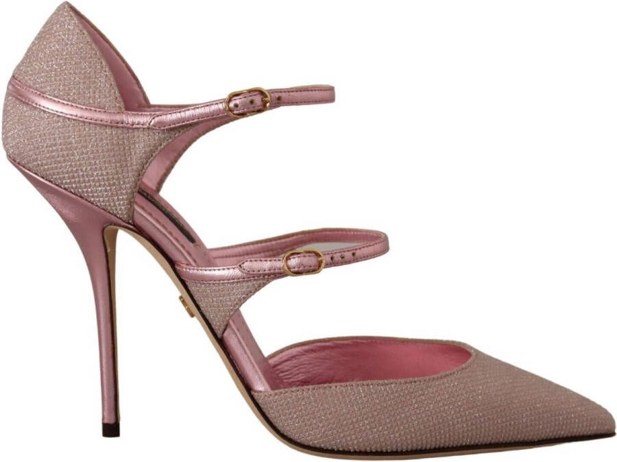 Dolce & Gabbana Roze glitter sandalen met bandjes Mary Jane schoenen