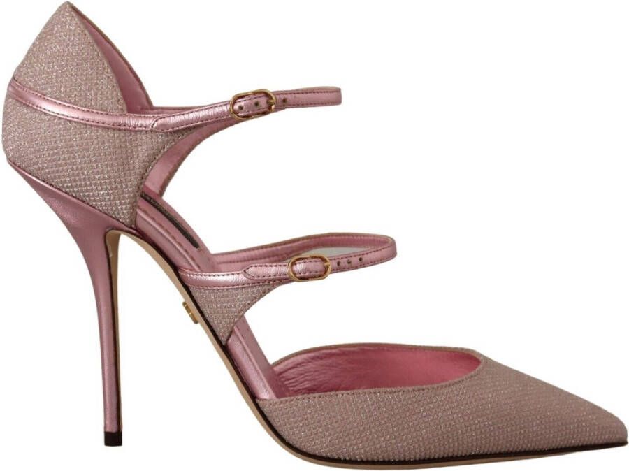 Dolce & Gabbana Roze glitter sandalen met bandjes Mary Jane schoenen