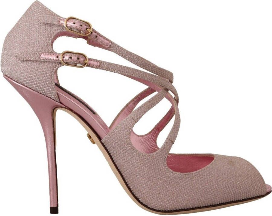 Dolce & Gabbana Roze Glitter Peep Toe High Heels Sandalen Pink Dames