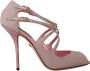 Dolce & Gabbana Roze Glitter Peep Toe High Heels Sandalen Pink Dames - Thumbnail 1