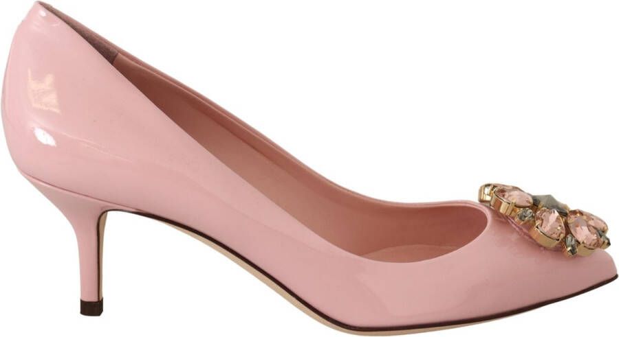 Dolce & Gabbana Roze Leren Kristallen Hakken Pumps Schoenen Pink Dames