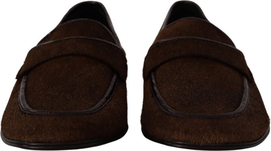 Dolce & Gabbana Shoes Dress Loafers Brown Leather Slip Shoes