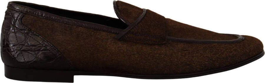 Dolce & Gabbana Shoes Dress Loafers Brown Leather Slip Shoes