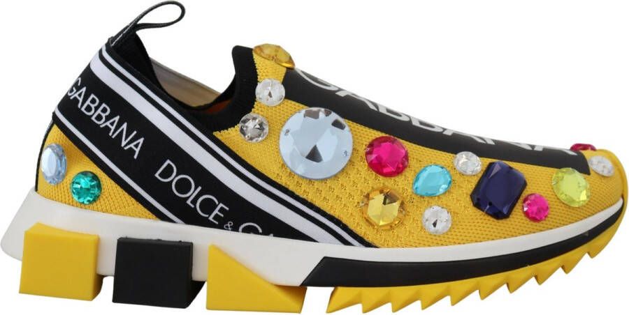 Dolce & Gabbana Gele Sorrento Kristallen Sneakers Schoenen Yellow Dames