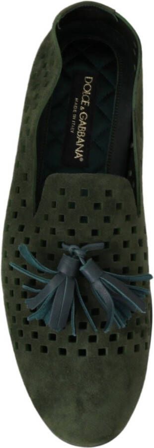 Dolce & Gabbana Groene Suède Ademende Slippers Loafers Schoenen Green Heren