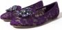 Dolce & Gabbana Paarse Taormina Kant Kristal Platte Schoenen Purple Dames - Thumbnail 1