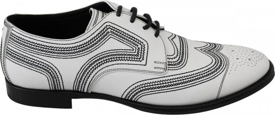 Dolce & Gabbana Zwarte leren Derby formele witte veterschoenen Black Heren