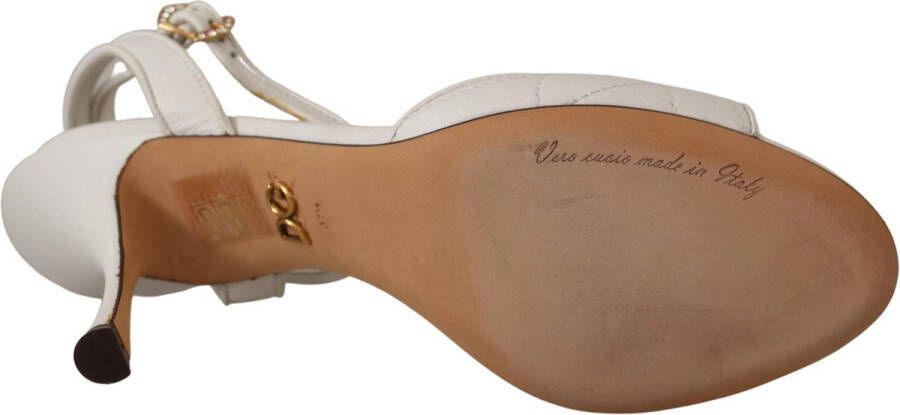 Dolce & Gabbana White Leather Gold DEVOTION Sandals Heels Shoes - Foto 2