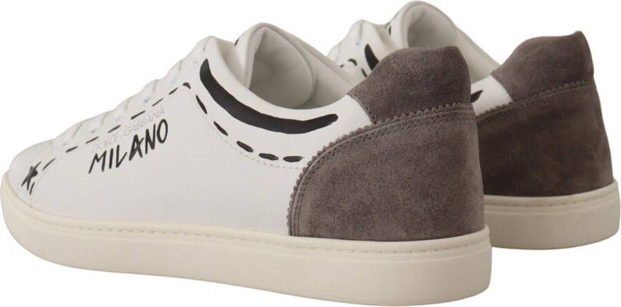Dolce & Gabbana White Leather Gray LOVE Casual Sneakers Shoes