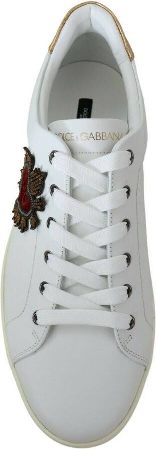 Dolce & Gabbana White Leather Heart Low Top Sneakers Casual Shoes