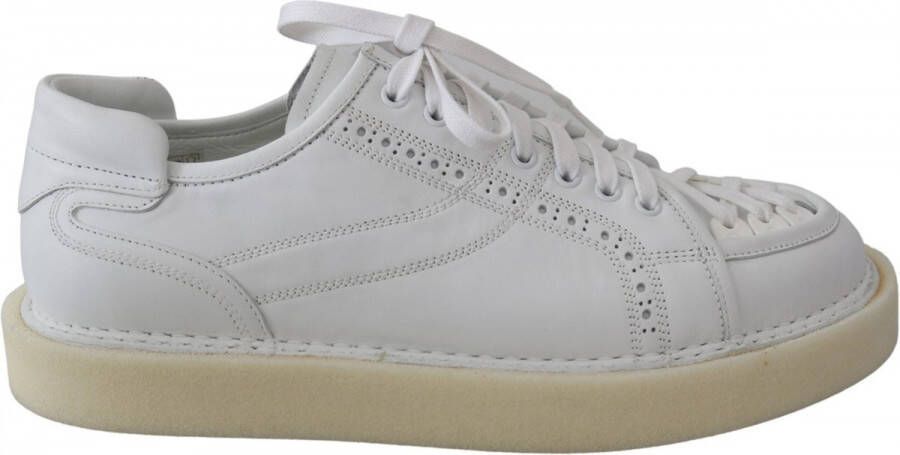 Dolce & Gabbana White Leather Low Top Sneaker Modigliani Shoes
