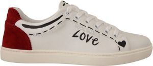 Dolce & Gabbana White Leather Red Love Low Tops Sneakers Wit