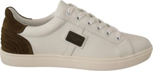 Dolce & Gabbana White Suede Leather Mens Low Tops Sneakers