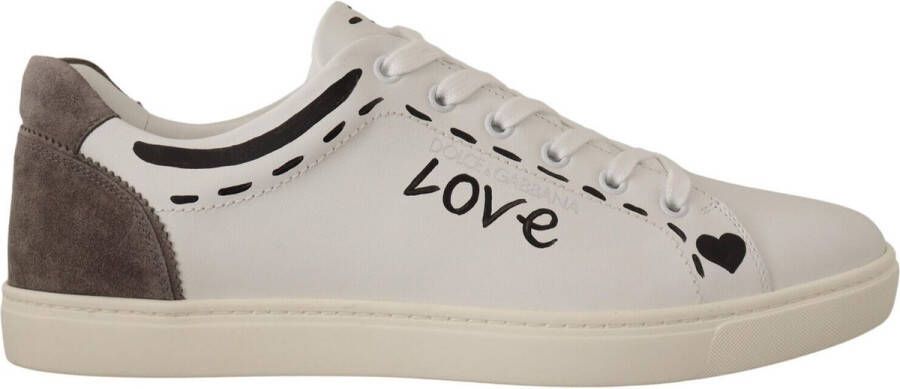 Dolce & Gabbana Witte Leren Bruine Love Casual Sneakers White