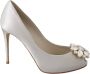 Dolce & Gabbana Witte kristallen Peep Toe Hakken Satijnen Pumps Schoenen White Dames - Thumbnail 1