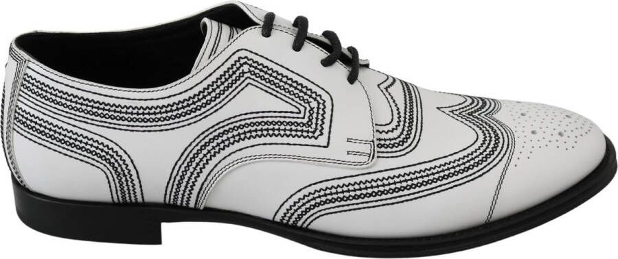 Dolce & Gabbana Zwarte leren Derby formele witte veterschoenen Black Heren