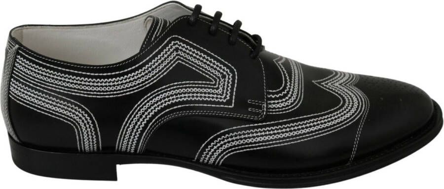 Dolce & Gabbana Zwarte leren Derby formele witte veterschoenen Black Heren