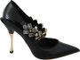 Dolce & Gabbana Zwart lederen kristallen schoenen Mary Jane pumps - Thumbnail 1