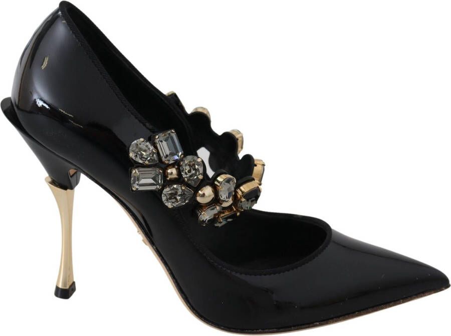 Dolce & Gabbana Zwarte Leren Kristallen Mary Jane Pumps Black Dames