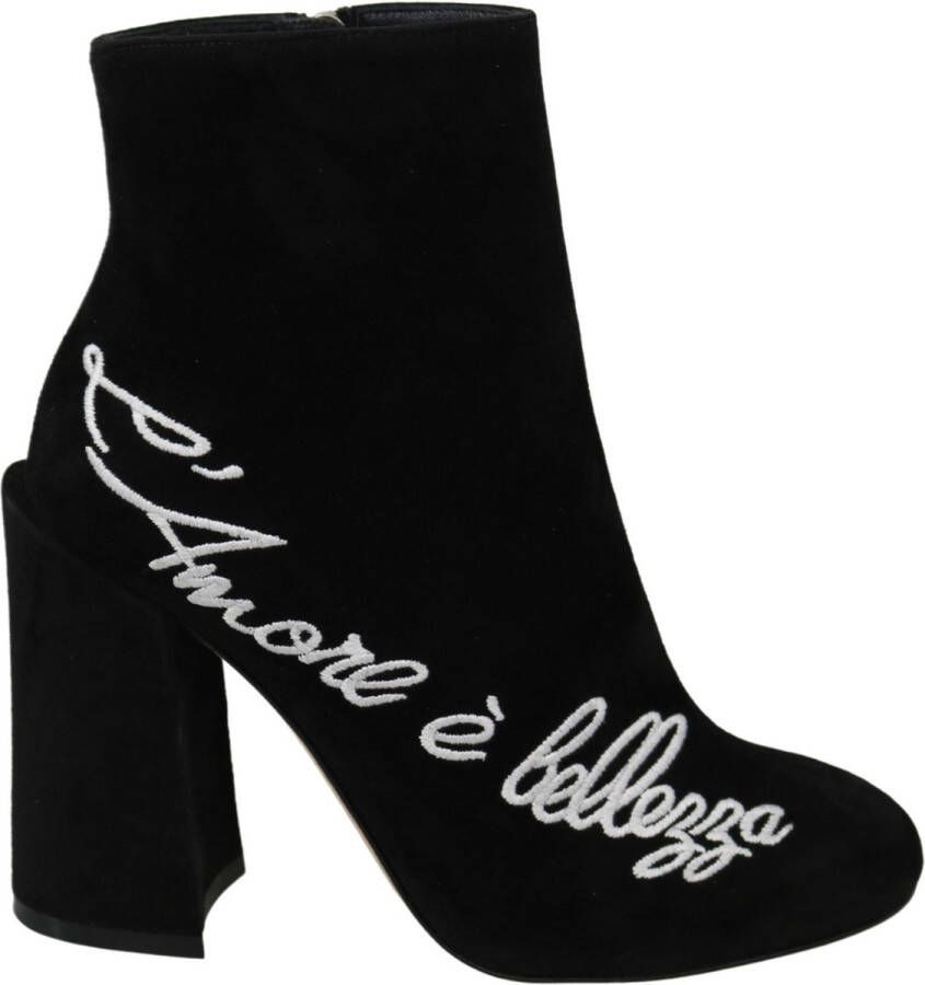 Dolce & Gabbana Zwarte Suède L'Amore E'Bellezza Laarzen Black Dames