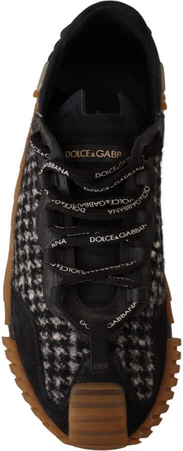 Dolce & Gabbana Black White Fabric Lace Up NS1 Sneakers Shoes Zwart Heren