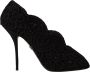 Dolce & Gabbana Zwarte Cordonetto Ricamo Pump Open Teen Schoenen - Thumbnail 1