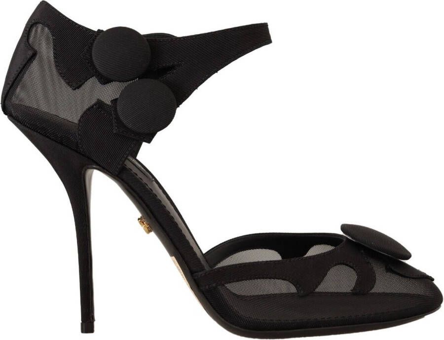 Dolce & Gabbana Zwarte Mesh Enkelband Stiletto Pumps Black Dames