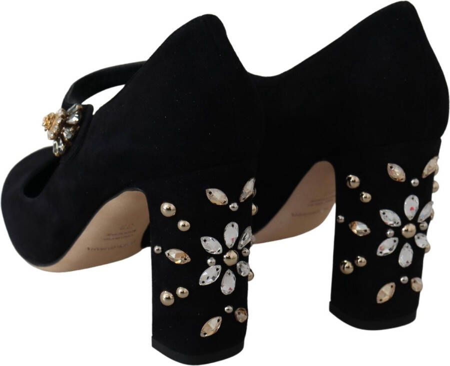 Dolce & Gabbana Black Suede Crystal Heels Mary Jane Shoes Zwart Dames - Foto 1