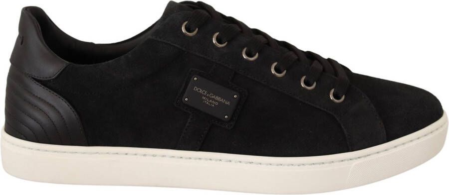 Dolce & Gabbana Zwarte suède leren lage sneakers voor heren