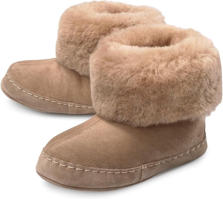 Donja-HD hoge pantoffels 100% lamsvacht leder zool-comfortabele dikke wol