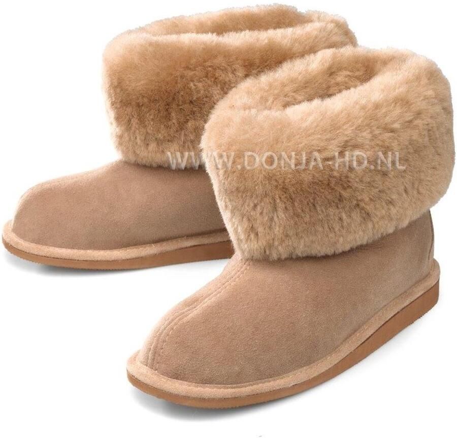 Donja-HD Pantoffels-sloffen-wol-Kiruna schapenvacht pantoffels-sloffen- met iets oplopende profiel zool hand gemaakt