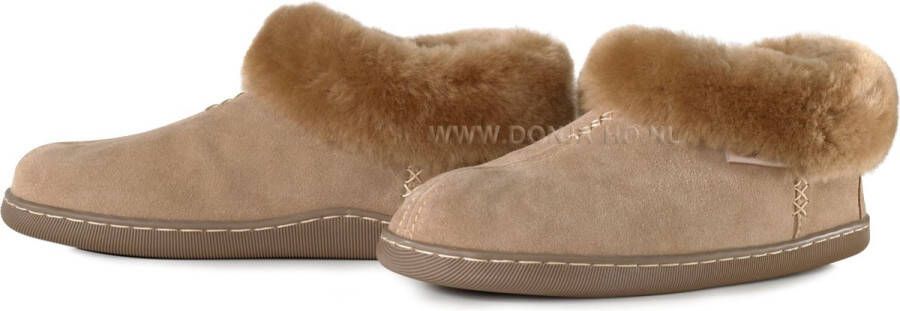 Donja-HD Njarga-pantoffels lamsvacht-suède schapenvacht met warme wol-voor warme voeten sloffen met sierstiksels-flexibele loopzool