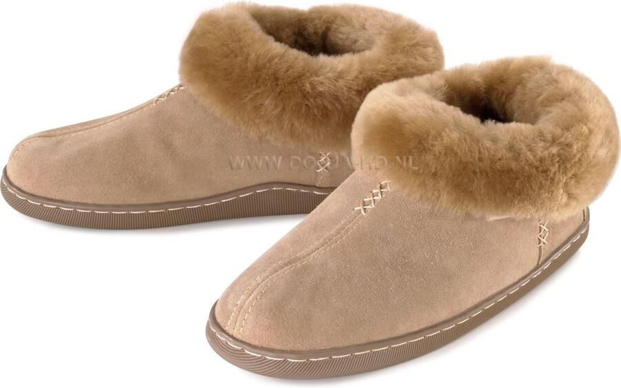 Donja-HD Pantoffels-sloffen-vacht- Njarga- lamsvacht-suède schapenvacht met warme wol-voor warme voeten sloffen met sierstiksels-flexibele loopzool - Foto 2