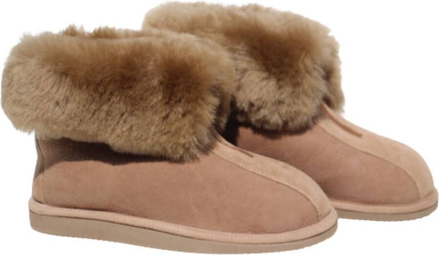 Donja-HD Hoge pantoffels met een handige rits sluiting hand gemaakt-Merino schapenvacht-voor warme voeten