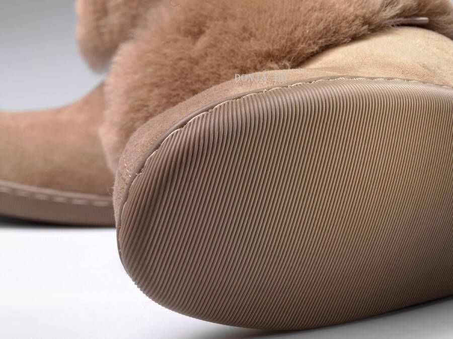 Donja-HD Pantoffels-sloffen-Narvi Merino schapenvacht met flexibele zool- -kleur bruin-hand gemaakt
