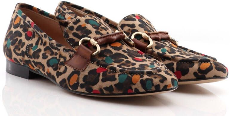 Donna Carolina DONNA CAROLOINA DAMES INSTAPSCHOENEN BRUIN 55135024-002 CAPRI COVER CLIP LEO MULTI VITELLO CUOIO