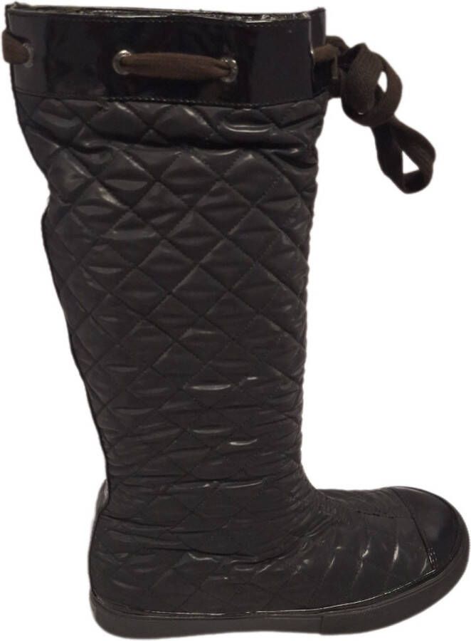 Donna Karen -RAINBOOT- QUILTED NYLON PATENT LEAT- BLACK
