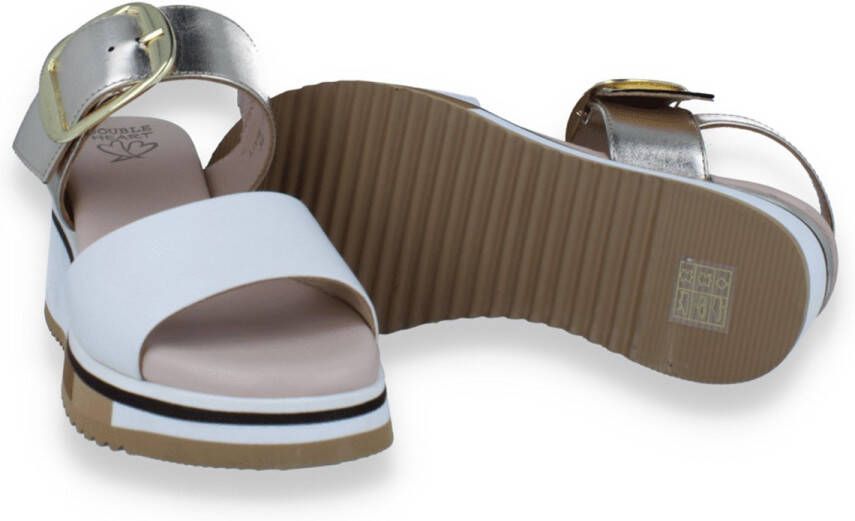 DOUBLE HEART Dames Sandaal Wit Goud WIT - Foto 2