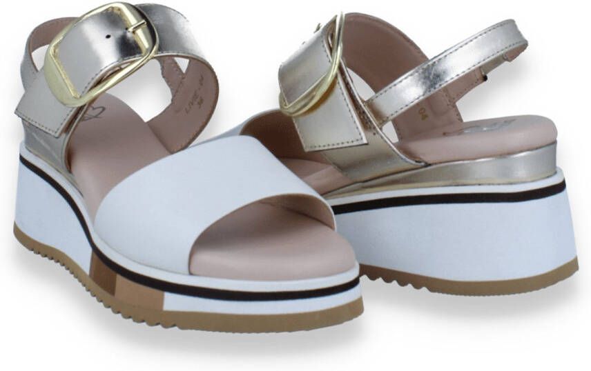 DOUBLE HEART Dames Sandaal Wit Goud WIT