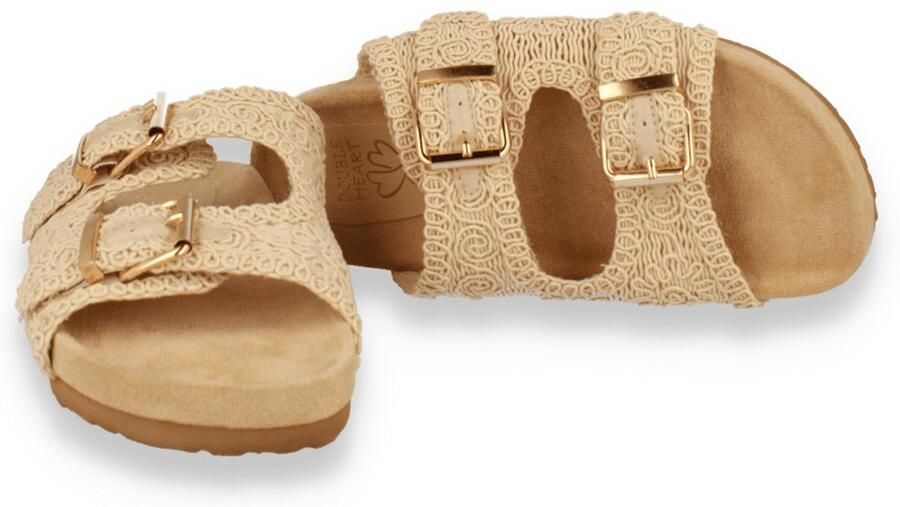 DOUBLE HEART Dames Slipper Beige