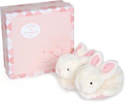 Doudou et Compagnie Pluche Babyslofjes Konijntje Wit
