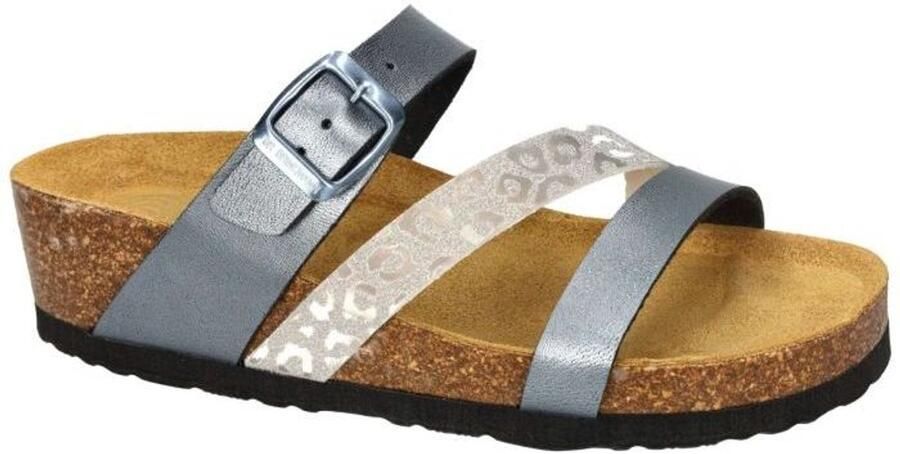 Dr Brinkmann -Dames blauw petrol slippers & muiltjes