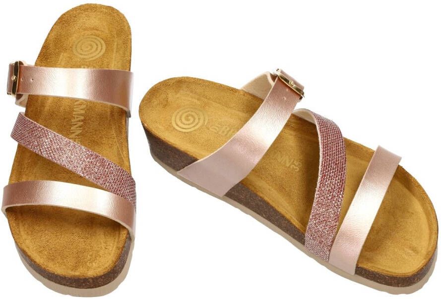 Dr Brinkmann -Dames roze-goud metallic slippers & muiltjes