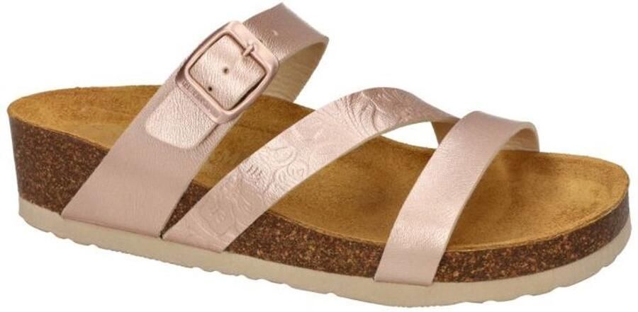 Dr Brinkmann -Dames roze-goud metallic slippers & muiltjes