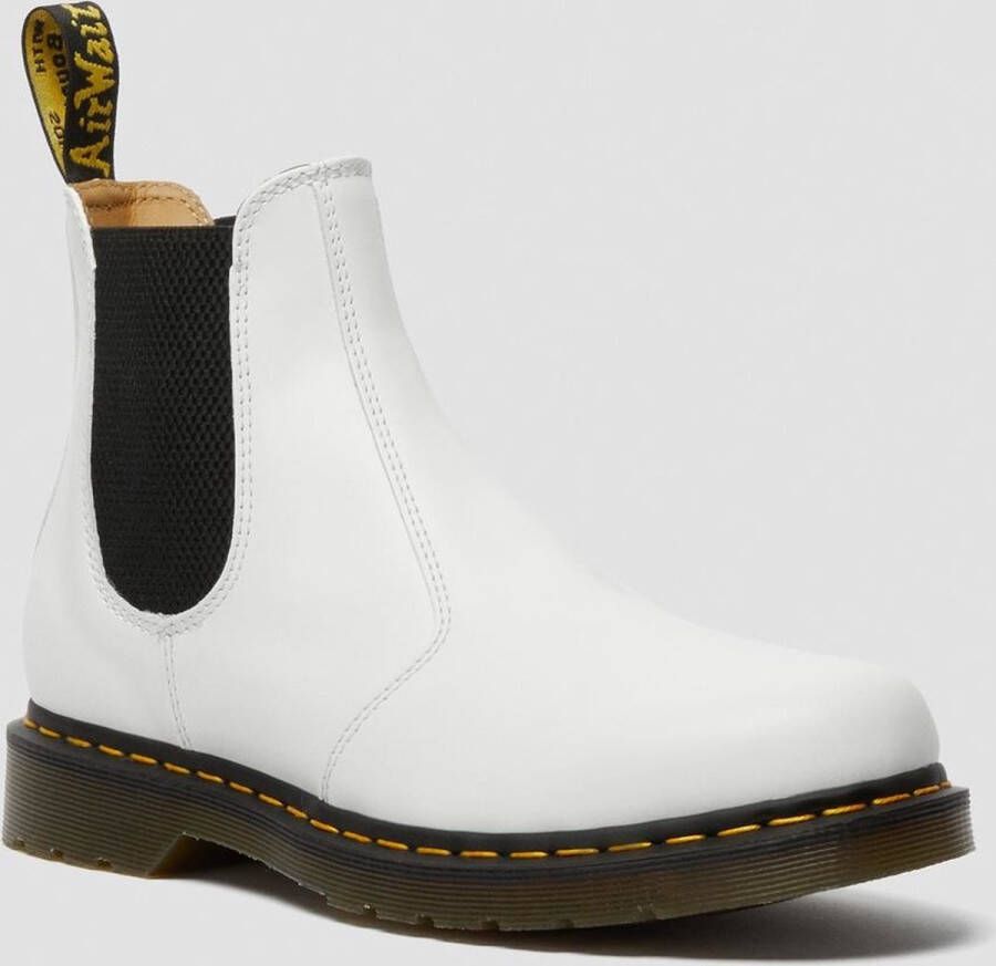 Dr. Martens 2976 Yellow Stitch Smooth White Boots