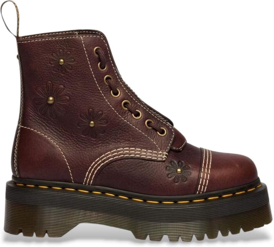 Dr. Martens Dr Martens Sinclair Flower Grizzly donkerbruine leren laarzen