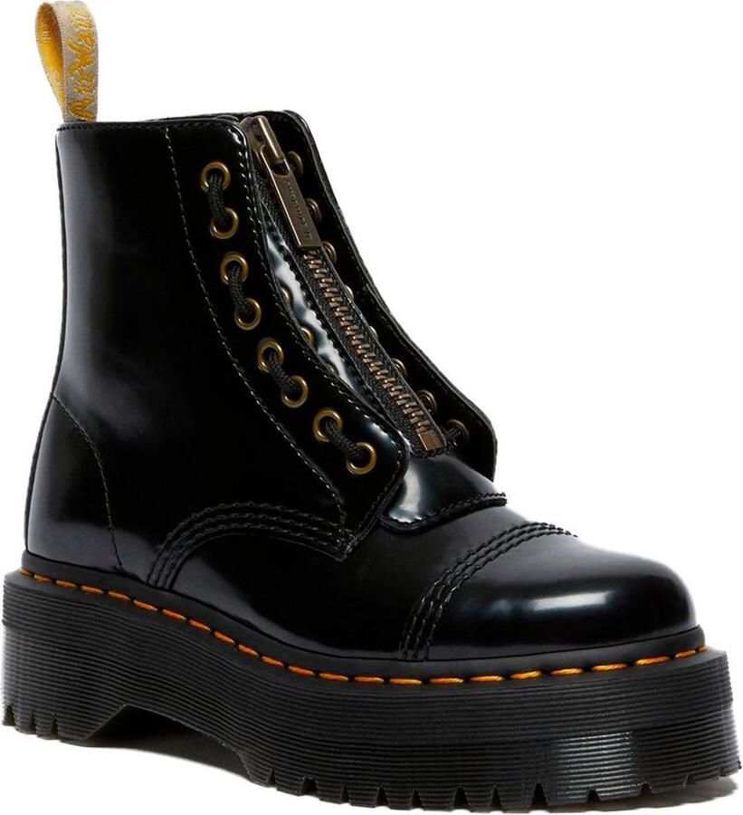 Dr. Martens Vegan Enkellaarzen met Glanzende Afwerking Black Dames