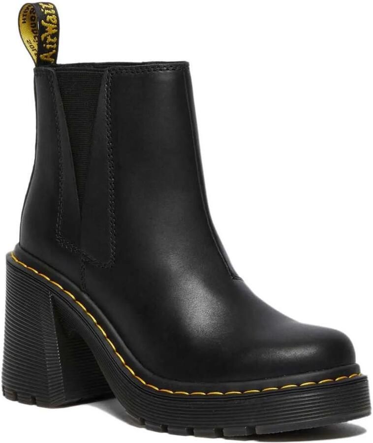 Dr. Martens Zwarte Leren Laarzen met Elastische Inzetstukken Black Dames