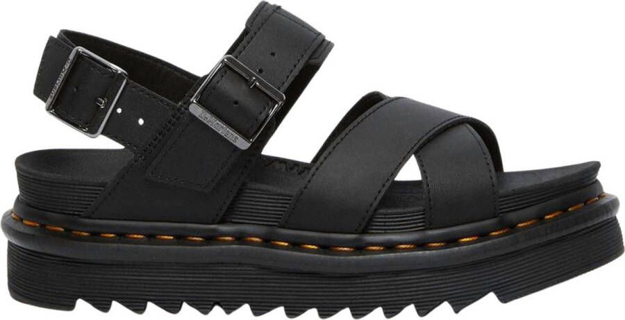 Dr. Martens DVOSS~II~BLACK~HYDRO~LEATHER~~ Platte sandalenDames Sandalen Zwart