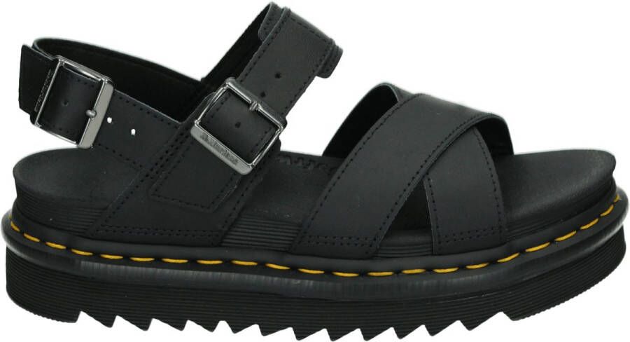 Dr. Martens DVOSS~II~BLACK~HYDRO~LEATHER~~ Platte sandalenDames Sandalen Zwart